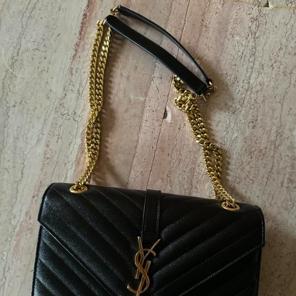 New GENUINE YSL Medium Grain De Poudre Matelasse Chevron Monogram Satchel Bag - Picture 13 of 16